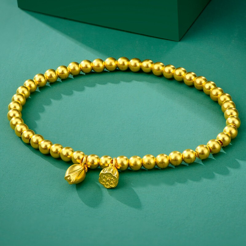 999足金(jīn)手镯 蓮蓬轉運珠實心金(jīn)珠手串女(nǚ)
